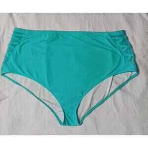 Torrid Swim Suit Bottoms Womens Size 5XL Teal Mesh Criss Cross Sides Bathing...